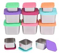 Calolin 12 Pcs Stainless Steel Snack Containers with Silicone Lids, Include 6 x 2.1 oz & 6 x 6.1 oz, Small Sauce Containers for Bento Box, Reusable, Leakproof, Space-Saving