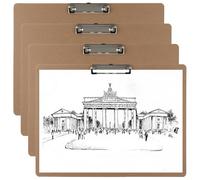 Calolin 13 x 17 Clipboards, 4 PCS A3 Double Clip Hardboard Extra Large Clipboard, Clipboard Low Profile Clip Art Clipboard Wood Material Drawing Clipboard