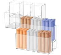 Calolin 2 Pcs Acrylic Drink Mix Organizers, 6-Compartment Water Flavor Packet Holder, Double Layer Design, 7.9 x 5.1 x 3.5 in Clear Hydration Powder Packets Storage for Kitchen, Pantry