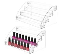 Calolin 2 Pcs Acrylic Paint Organizers, 4-Tier Clear Nail Polish Storage Stands, Craft Paint Bottle Holders, Essential Oil Display Racks for Art Supplies & Makeup Organization, 12.2 x 7.1 x 5.5