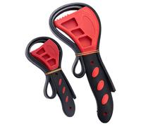 Calolin 2 Pcs Rubber Strap Wrench Set, Adjustable Oil Filter Wrench Jar Opener, Multi-Functional Automotive Repair Tool with Anti-Slip Grip, Longevity for Various Diameters, Red