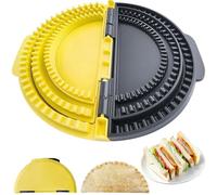 Calolin 3-Size-in-1 Double Sided DIY Sandwich Press, Sandwich Maker, Tortilla Crimper, Wrap Maker, Wave Sealing for Bread, Quesadilla, Pie - Yellow & Black