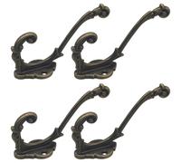 Calolin 4 Pcs Zinc Alloy Wall Mount Hooks, Vintage Bronze Heavy Duty Coat Hangers, Rustic Farmhouse Style Cast Iron Look Hooks for Entryway, Bathroom & Kitchen