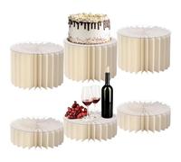 Calolin 6 Pcs Cream Buffet Risers Paper Columns Set, 11.8 x 4 in & 11.8 x 7.8 in Foldable Cake Display Stands, Honeycomb Structure Dessert Table Decoration for Wedding, Parties