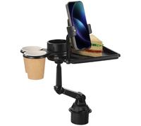 Calolin Car Cup Holder Tray, 5 in 1 Adjustable Car Cup Rack Expander, Cars Food Tray, Multi-Use Cars Trays Table with Rotatable Arm, Swivel Trays, Mobile Phone Mount, Expandable Base