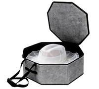Calolin Hat Box For Travel, 16.9x7.1 in Collapsible Hat Organizer For Women Men, Large Capacity With Lid, Portable Travel Hat Storage Case, Gray, Polyester Fabric