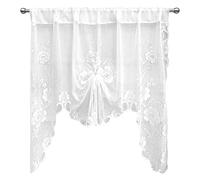 Calolin Lace Valances for Windows 59 x 39.4 in, Semi-Sheer Net Curtains with Floral Patterned, Butterfly Tie-Up Curtain for Living Room Bedroom