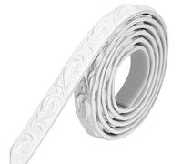 Calolin Molding Trim, PVC Molding Peel and Stick Trim, 16.4 Ft White Wall Border Trim with 3D Embossed Pattern, Self Adhesive Decorative Molding Strip for Mirror, TV Wall, Door Frame, Cabinet