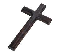 Calolin Rustic Wooden Cross, Black Pine Wood Wall Mounted Cross with Charred Finish, Hanging Holy Jesus Crucifix, Perfect for Home, Office, and Church Decor, 11 x 6.3 inches
