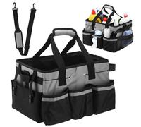 Calolin Wearable Large Cleaning Carry Bag, Cleaning Tools Organizer Bag with Adjustable Shoulder Strap, Utility Caddy Tote for Housekeeping, Car Wash Tasks, Gardening Work