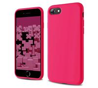 CALOOP Designed for iPhone SE Case 2020/2022, iPhone 8/7 Case, Liquid Silicone Full Body Protective Covered Silky-Soft Anti-Scratch Gel Rubber Slim Shockproof Cover 4.7 inch, Hot Pink