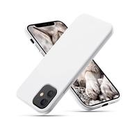 CALOOP Liquid Silicone Case Designed for iPhone 12 Mini Case 5.4 inch, Full Body Protective Covered Silky-Soft Anti-Scratch Gel Rubber Slim Shockproof Cover with Microfiber Lining, White