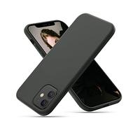 CALOOP Liquid Silicone Case Designed for iPhone 12 Mini Case 5.4 inch, Full Body Protective Covered Silky-Soft Anti-Scratch Gel Rubber Slim Shockproof Cover with Microfiber Lining, Space Gray