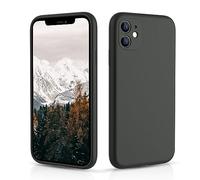 CALOOP Slim-Fit for iPhone 11 Case,Skin Soft Liquid Silicone,Sturdy Hard Frame Shockproof Cover with Anti-Scratch Microfiber Lining,Full Protection for Screen and Lens,6.1 inch(Space Gray)
