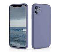 CALOOP Slim-Fit for iPhone 11 Case,Skin Soft Liquid Silicone,Sturdy Hard Frame Shockproof Cover with Anti-Scratch Microfiber Lining,Full Protection for Screen and Lens,6.1 inch(Lavender Gray)