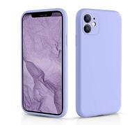 CALOOP Slim-Fit for iPhone 11 Case,Skin Soft Liquid Silicone,Sturdy Hard Frame Shockproof Cover with Anti-Scratch Microfiber Lining,Full Protection for Screen and Lens,6.1 inch(Light Purple)