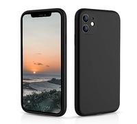 CALOOP Slim-Fit for iPhone 11 Case,Skin Soft Liquid Silicone,Sturdy Hard Frame Shockproof Cover with Anti-Scratch Microfiber Lining,Full Protection for Screen and Lens,6.1 inch(Black)
