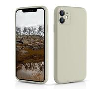 CALOOP Slim-Fit for iPhone 11 Case,Skin Soft Liquid Silicone,Sturdy Hard Frame Shockproof Cover with Anti-Scratch Microfiber Lining,Full Protection for Screen and Lens,6.1 inch(Stone)