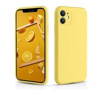 CALOOP Slim-Fit for iPhone 11 Case,Skin Soft Liquid Silicone,Sturdy Hard Frame Shockproof Cover with Anti-Scratch Microfiber Lining,Full Protection for Screen and Lens,6.1 inch(Lemon Yellow)