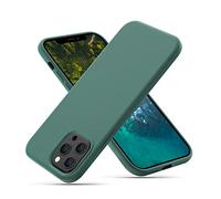 CALOOP Slim-Fit for iPhone 12 Pro Max Case,Skin Soft Liquid Silicone,Sturdy Shockproof Hard Frame Cover with Anti-Scratch Microfiber Lining,Robust Full Protection for Screen and Camera(Pine Green)