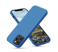 CALOOP Slim-Fit for iPhone 12 Pro Max Case,Skin Soft Liquid Silicone,Sturdy Shockproof Hard Frame Cover with Anti-Scratch Microfiber Lining,Robust Full Protection for Screen and Camera(Peacock Blue)