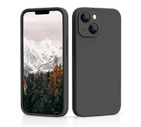 CALOOP Slim-Fit for iPhone 13 Case,Skin Soft Liquid Silicone,Sturdy Shockproof Hard Frame Cover with Anti-Scratch Microfiber Lining,Full Protection for Screen and Camera Lens, 6.1 inch(Space Gray)