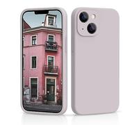 CALOOP Slim-Fit for iPhone 13 Case,Skin Soft Liquid Silicone,Sturdy Shockproof Hard Frame Cover with Anti-Scratch Microfiber Lining,Full Protection for Screen and Camera Lens, 6.1 inch(Chalk Pink)