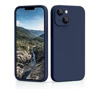 CALOOP Slim-Fit for iPhone 13 Case,Skin Soft Liquid Silicone,Sturdy Shockproof Hard Frame Cover with Anti-Scratch Microfiber Lining,Full Protection for Screen and Camera Lens, 6.1 inch(Navy Blue)