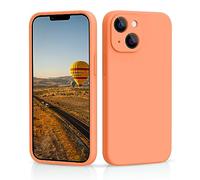 CALOOP Slim-Fit for iPhone 13 Case,Skin Soft Liquid Silicone,Sturdy Shockproof Hard Frame Cover with Anti-Scratch Microfiber Lining,Full Protection for Screen and Camera Lens, 6.1 inch(Kumquat Orange)