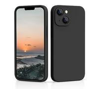 CALOOP Slim-Fit for iPhone 13,Sturdy Shockproof Hard Frame Cover with Anti-Scratch Microfiber Lining,Skin Soft Liquid Silicone,Full Protection for Screen and Camera Lens(Black)