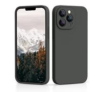 CALOOP Slim-Fit for iPhone 13 Pro Max Case,Skin Soft Liquid Silicone,Sturdy Hard Frame Shockproof Cover with Anti-Scratch Microfiber Lining,Full Protection for Screen and Lens, 6.7 inch(Space Gray)