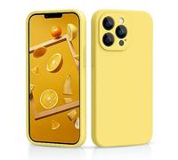 CALOOP Slim-Fit for iPhone 13 Pro Max Case,Skin Soft Liquid Silicone,Sturdy Hard Frame Shockproof Cover with Anti-Scratch Microfiber Lining,Full Protection for Screen and Lens, 6.7 inch(Lemon Yellow)