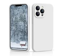 CALOOP Slim-Fit for iPhone 13 Pro Max Case,Skin Soft Liquid Silicone,Sturdy Hard Frame Shockproof Cover with Anti-Scratch Microfiber Lining,Full Protection for Screen and Lens, 6.7 inch(White)