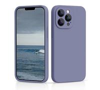 CALOOP Slim-Fit for iPhone 13 Pro Max Case,Sturdy Shockproof Hard Frame Cover with Anti-Scratch Microfiber Lining,Skin Soft Liquid Silicone,Full Protection for Screen and Camera Lens(Lavender Gray)