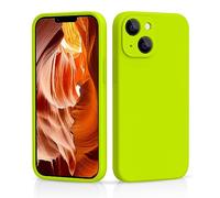 CALOOP Slim-Fit for iPhone 13,Sturdy Shockproof Hard Frame Cover with Anti-Scratch Microfiber Lining,Skin Soft Liquid Silicone,Full Protection for Screen and Camera Lens(Fluorescent Green)