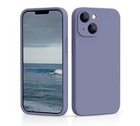 CALOOP Slim-Fit for iPhone 13,Sturdy Shockproof Hard Frame Cover with Anti-Scratch Microfiber Lining,Skin Soft Liquid Silicone,Full Protection for Screen and Camera Lens(Lavender Gray)