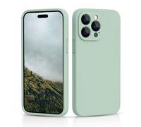 CALOOP Slim-Fit for iPhone 14 Pro Case,Skin Soft Liquid Silicone,Sturdy Hard Frame Shockproof Cover with Anti-Scratch Microfiber Lining,Full Protection for Screen and Lens, 6.1 inch Lens(Mint Green)
