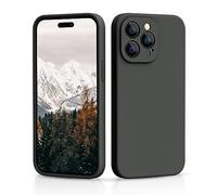 CALOOP Slim-Fit for iPhone 14 Pro Case,Skin Soft Liquid Silicone,Sturdy Hard Frame Shockproof Cover with Anti-Scratch Microfiber Lining,Full Protection for Screen and Lens, 6.1 inch Lens(Space Gray)