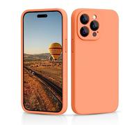 CALOOP Slim-Fit for iPhone 14 Pro Max Case,Skin Soft Liquid Silicone,Sturdy Hard Frame Shockproof Cover with Anti-Scratch Microfiber Lining,Full Protection for Screen and Lens,6.7 inch(Kumquat Orange)