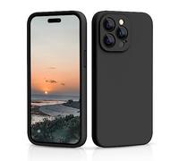 CALOOP Slim-Fit for iPhone 14 Pro Max Case,Skin Soft Liquid Silicone,Sturdy Hard Frame Shockproof Cover with Anti-Scratch Microfiber Lining,Full Protection for Screen and Lens,6.7 inch(Black)