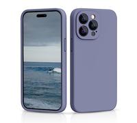 CALOOP Slim-Fit for iPhone 14 Pro Max Case,Skin Soft Liquid Silicone,Sturdy Hard Frame Shockproof Cover with Anti-Scratch Microfiber Lining,Full Protection for Screen and Lens,6.7 inch(Lavender Gray)