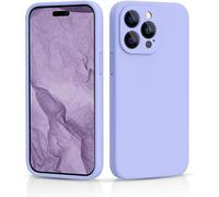 CALOOP Slim-Fit for iPhone 14 Pro Max Case,Sturdy Shockproof Hard Frame Cover with Anti-Scratch Microfiber Lining,Skin Soft Liquid Silicone,Full Protection for Screen and Camera Lens (Light Purple)