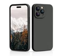 CALOOP Slim-Fit for iPhone 14 Pro Max Case,Sturdy Shockproof Hard Frame Cover with Anti-Scratch Microfiber Lining,Skin Soft Liquid Silicone,Full Protection for Screen and Camera Lens(Space Gray)