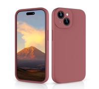 CALOOP Slim-Fit for iPhone 15 Case,Skin Soft Liquid Silicone,Sturdy Hard Frame Shockproof Cover with Anti-Scratch Microfiber Lining,Full Protection for Screen and Lens,6.1 inch (Dark Red)