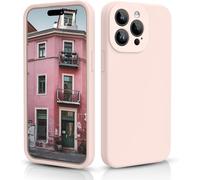 CALOOP Slim-Fit for iPhone 15 Pro Case,Skin Soft Liquid Silicone,Sturdy Hard Frame Shockproof Cover with Anti-Scratch Microfiber Lining,Full Protection for Screen and Camera Lens, 6.1 inch(Chalk Pink)
