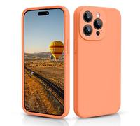 CALOOP Slim-Fit for iPhone 15 Pro Case,Skin Soft Liquid Silicone,Sturdy Hard Frame Shockproof Cover with Anti-Scratch Microfiber Lining,Robust Full Protection for Screen and Camera(Kumquat Orange)