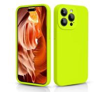 CALOOP Slim-Fit for iPhone 15 Pro Case,Skin Soft Liquid Silicone,Sturdy Hard Frame Shockproof Cover with Anti-Scratch Microfiber Lining,Robust Full Protection for Screen(Fluorescent Green)