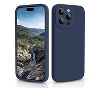 CALOOP Slim-Fit for iPhone 15 Pro Case,Skin Soft Liquid Silicone,Sturdy Hard Frame Shockproof Cover with Anti-Scratch Microfiber Lining,Full Protection for Screen and Camera Lens, 6.1 inch(Navy Blue)