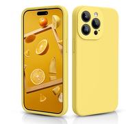CALOOP Slim-Fit for iPhone 15 Pro Case,Skin Soft Liquid Silicone,Sturdy Hard Frame Shockproof Cover with Anti-Scratch Microfiber Lining,Full Protection for Screen and Lens,6.1 inch(Lemon Yellow)