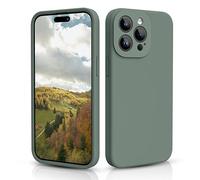 CALOOP Slim-Fit for iPhone 15 Pro Case,Skin Soft Liquid Silicone,Sturdy Hard Frame Shockproof Cover with Anti-Scratch Microfiber Lining,Full Protection for Screen and Camera Lens,6.1 inch(Olive Green)